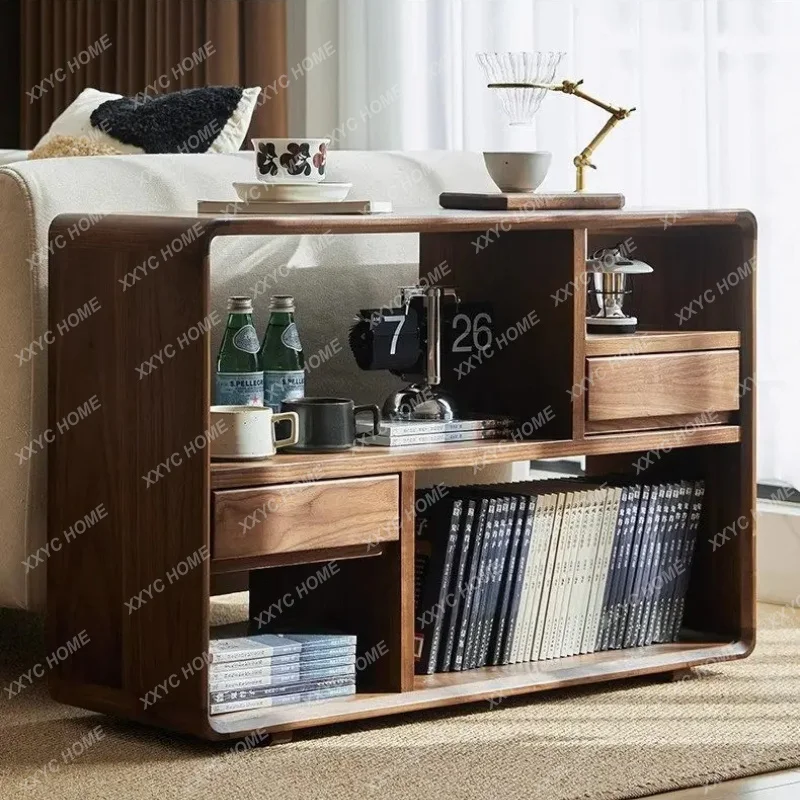 Lsolid wood living room sofa side cabinet light luxury simple modern shelf