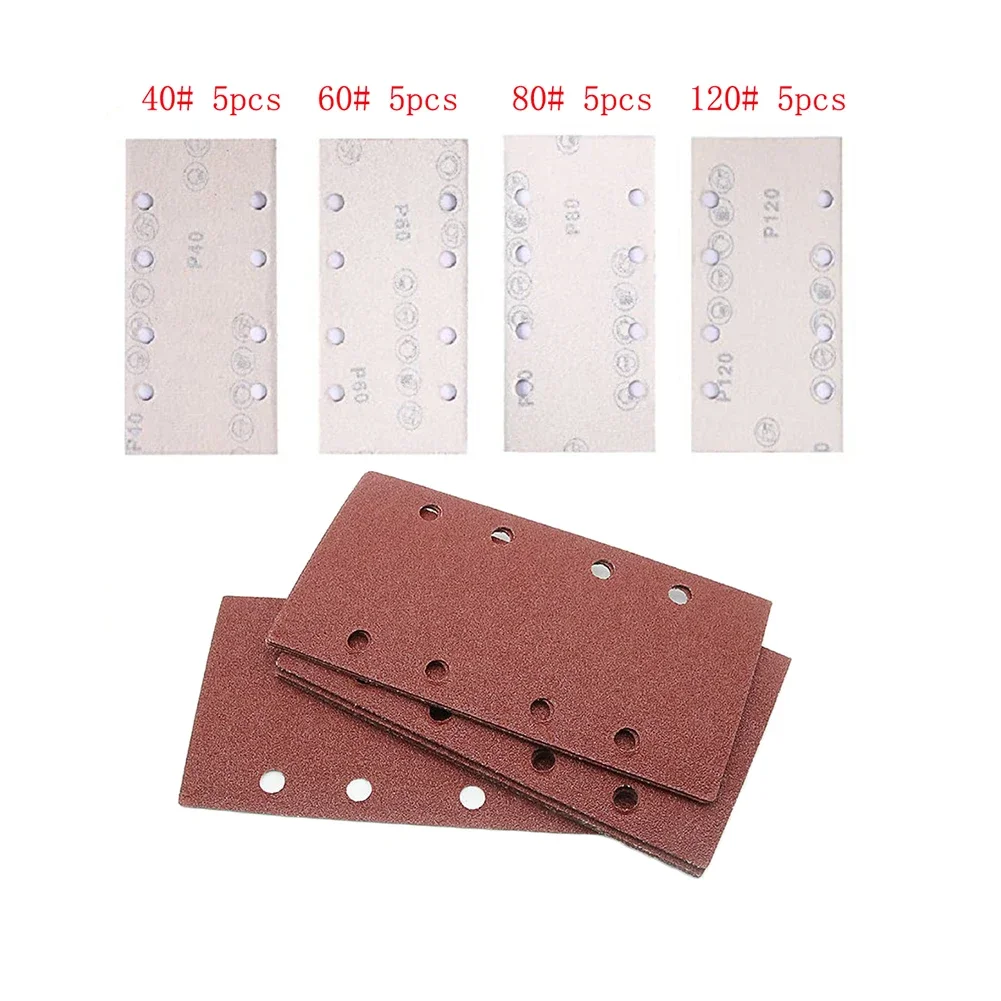 20 pezzi di carta vetrata quadrata floccaggio carta vetrata dischi abrasivi fogli abrasivi lavorazione del legno lucidatura strumento 93x185mm fogli di carta vetrata