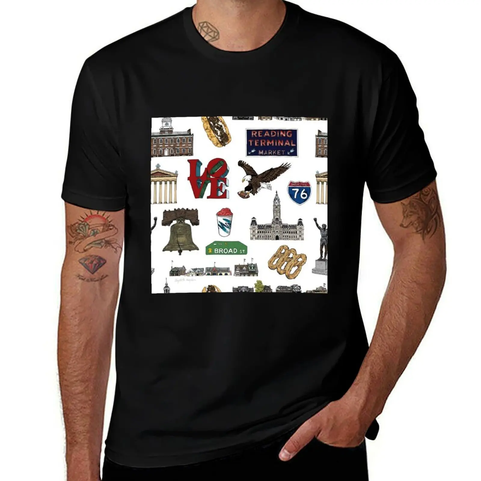 

Philly Pattern - White T-Shirt custom t-shirts boys whites rapper graphic tees mens graphic t-shirts big and tall