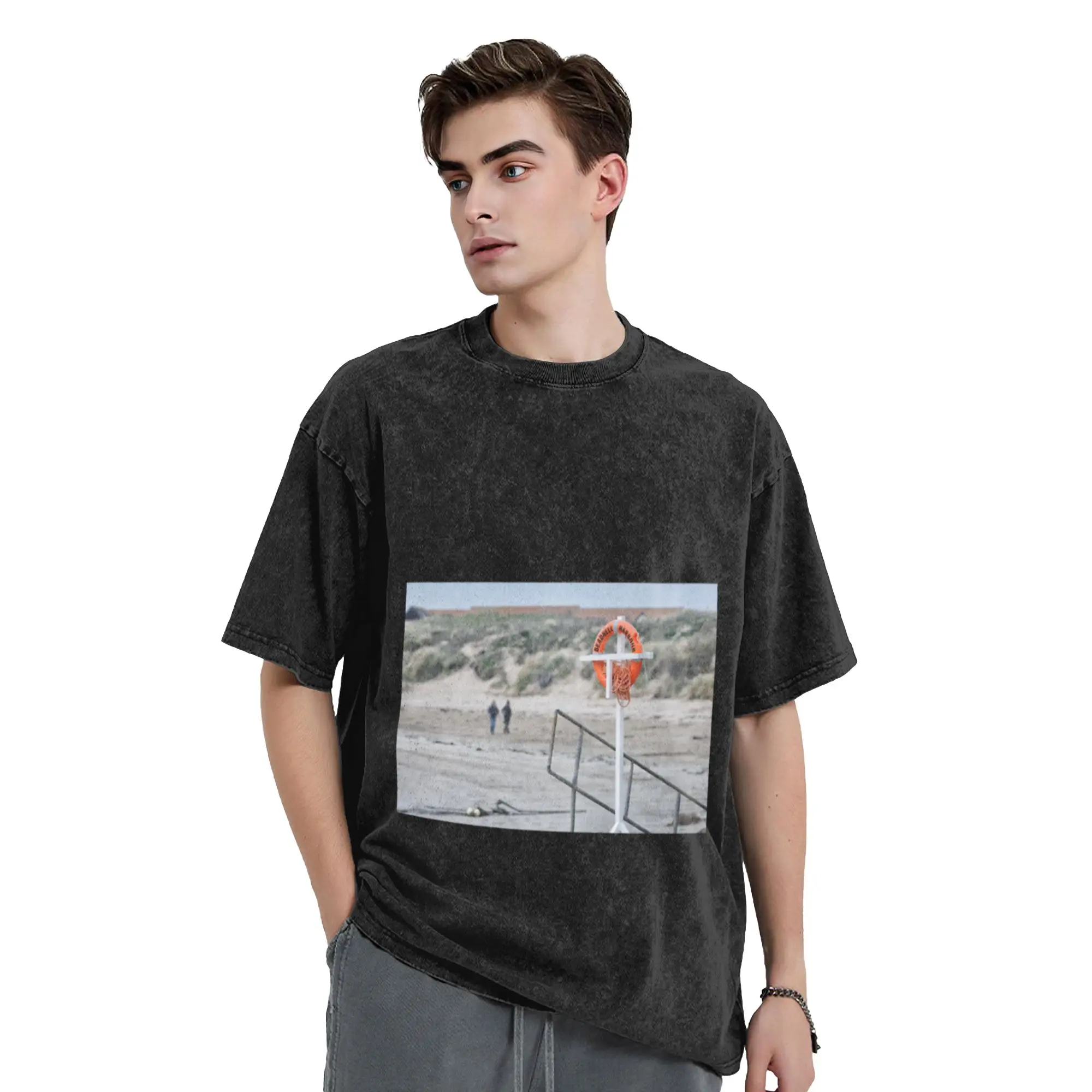 Beadnell harbour beach - Northumberland Unique Comfort A T-Shirt Oversized Short Sleeve Men's Women's Cotton Tees Tops