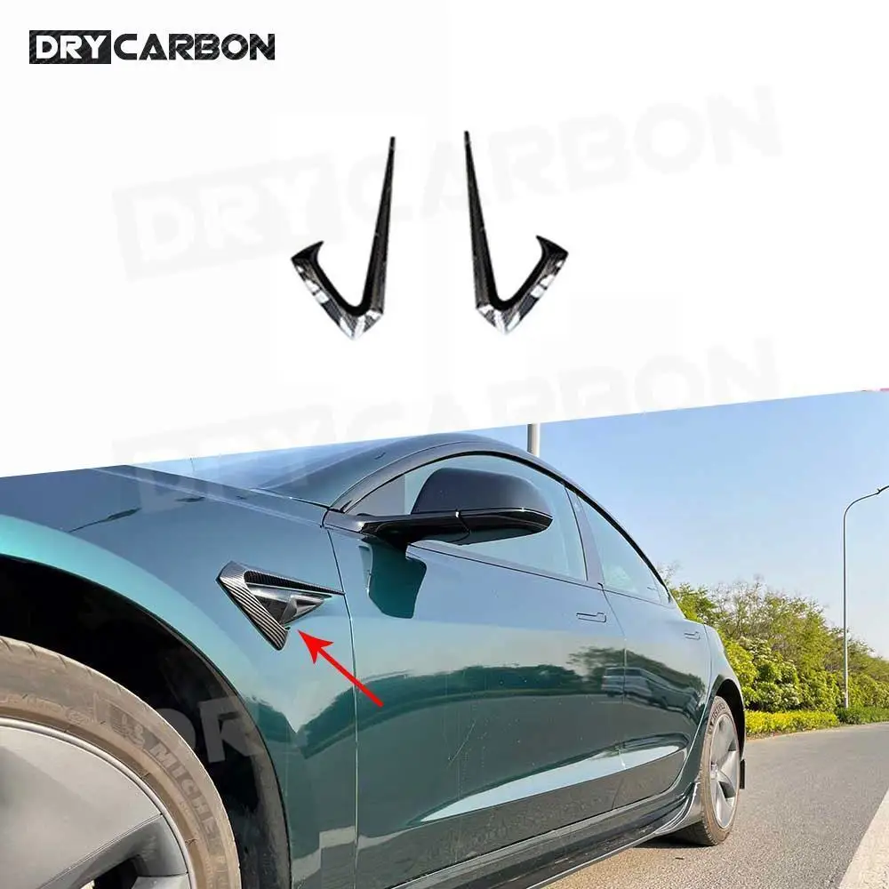 

Gloss Black Car Front Bumper Side Trim Canards Fin Air Knife Wingle Car Bodykits for Tesla Model 3