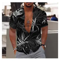 Hawaiian Shirt For Mens 2023 3D Print Short Sleeve Blouse Beach Holiday Top Tee Summer Oversized Men's Clothing Camisa Masculina