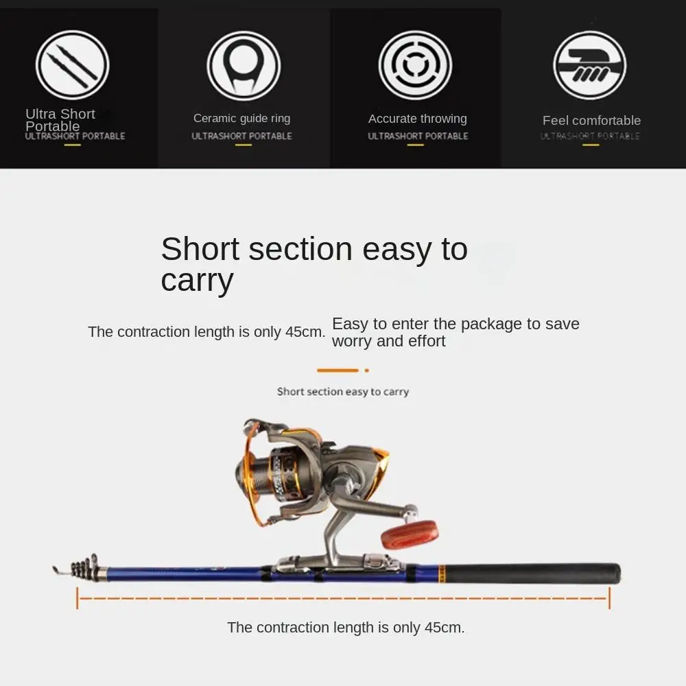 1.5/1.8/ 2.1 /2.4 /2.7 /3 متر تلسكوبي الصيد رود الغزل قابل للسحب تلسكوبي مادة الكربون الصيد رود المحمولة