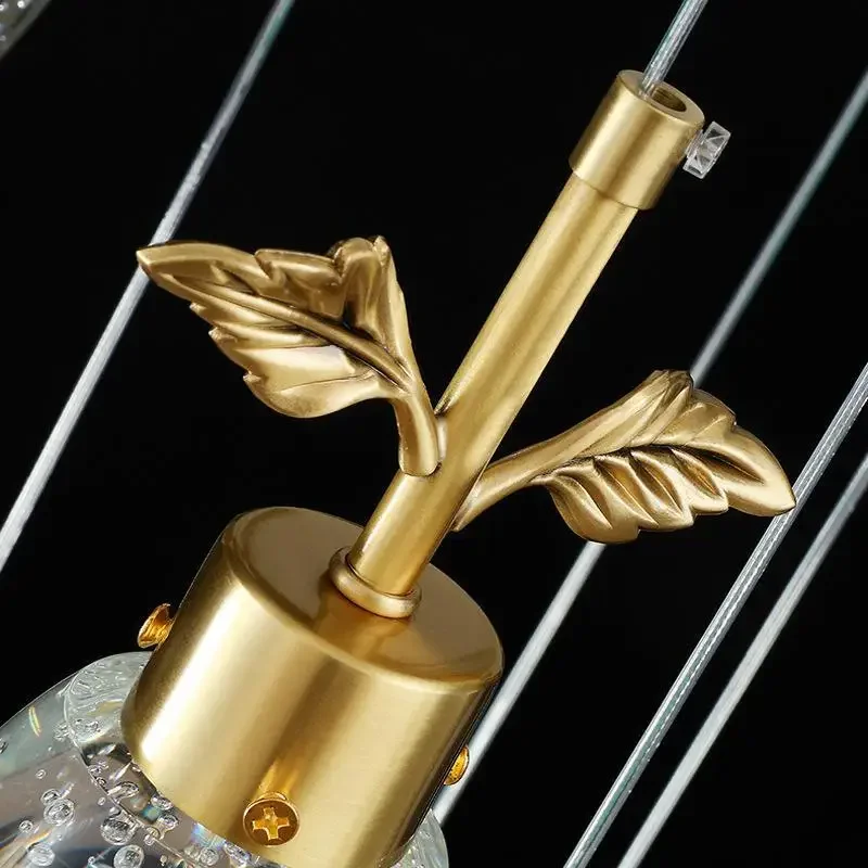 ثريا صغيرة كريستالية فاخرة خفيفة، ثريا بجانب السرير مصممة لغرفة النوم، مصباح بار مطعم بسيط ومبتكر من النحاس بالكامل