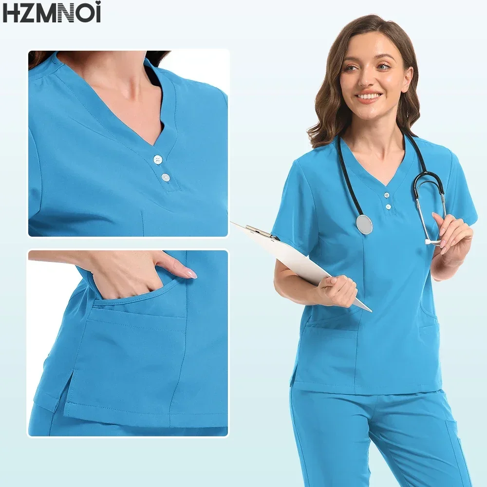 Костюм доктора с короткими рукавами, комплект хирургических скрабов, спецодежда для домашних животных, одежда S-2XL, стоматологическая униформа для кормления, медицинский костюм для женщин