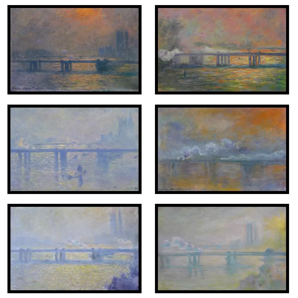 

Лондонский городской пейзаж Моне, крест-мост с иглой Клеопатры, репродукция картины маслом для офисного настенного художественного декора