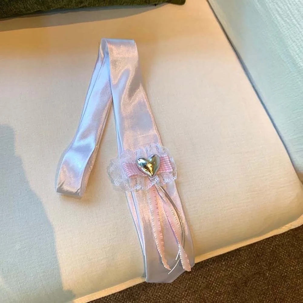 

Elegant Multi-Use Ribbon Bow Tie Lace Y2K Satin Long Necktie Smooth Collares Decoration Waist Belt Spicy Girl