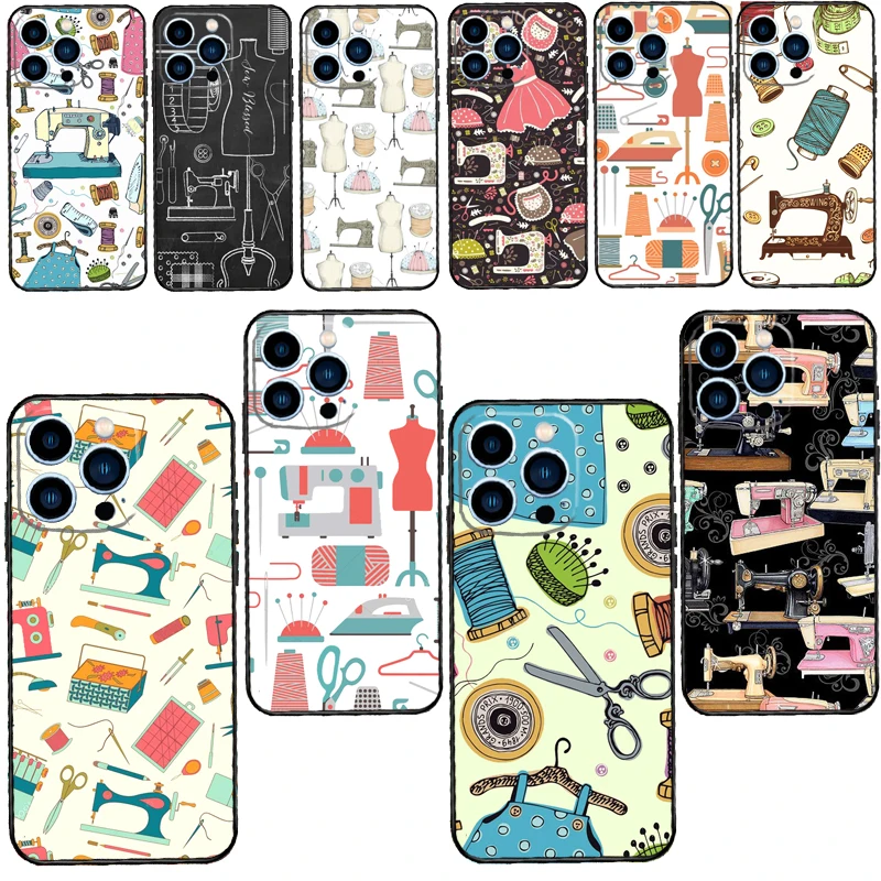 Sewing Machine For iPhone 14 12 13 Pro X XS XR 7 8 Plus 11 Pro Max SE2 Funda Coque Capa Full Cover