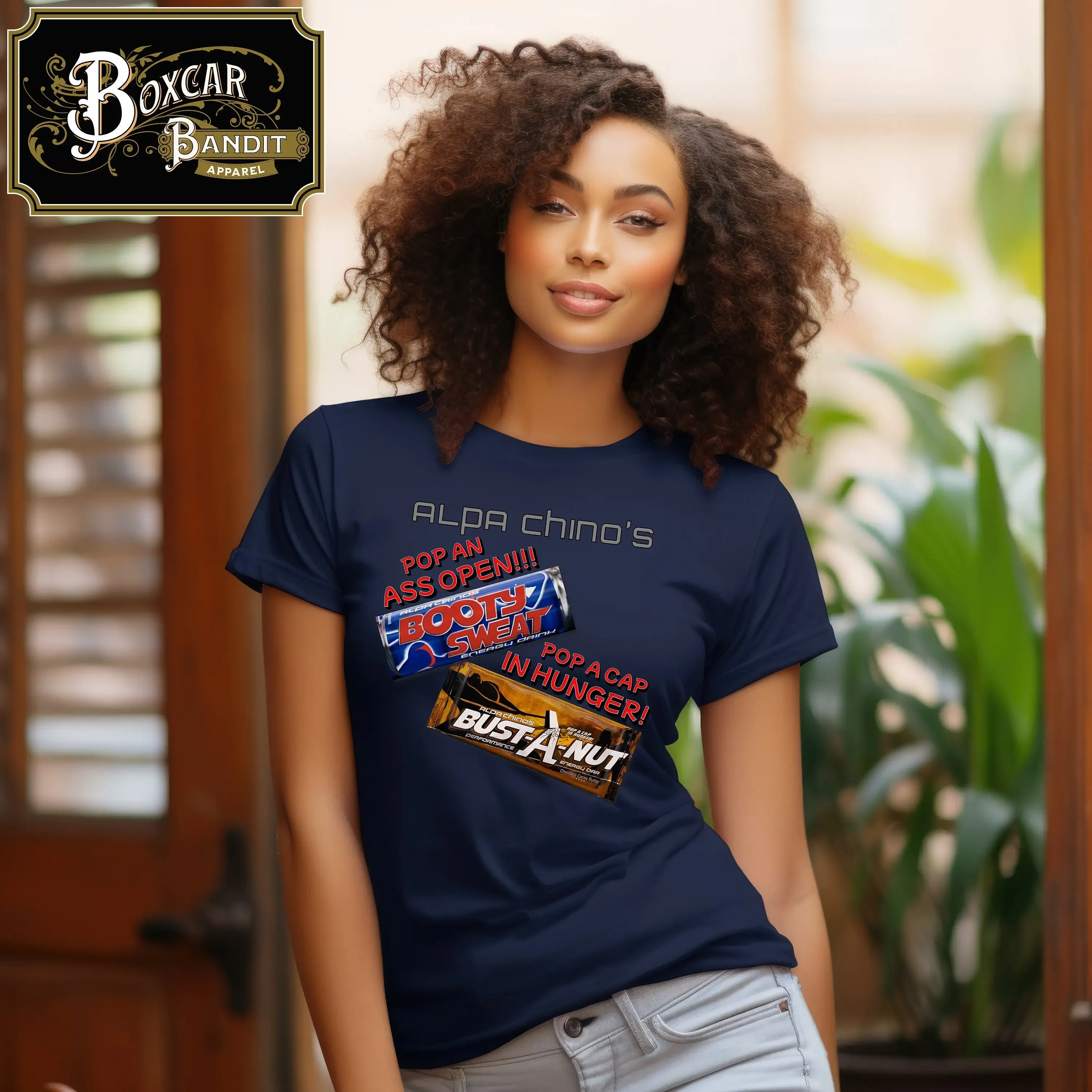 Camiseta Tropic Thunder, Bebida Energética Booty Sweat And Bust A Nut Alpa Chino