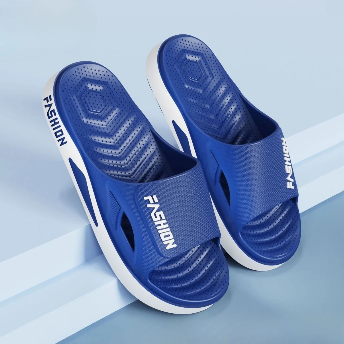 

Men's Thick Sole Non-Slip Slippers Durable Indoor Outdoor Home Bath Summer Fashionable House Shoes