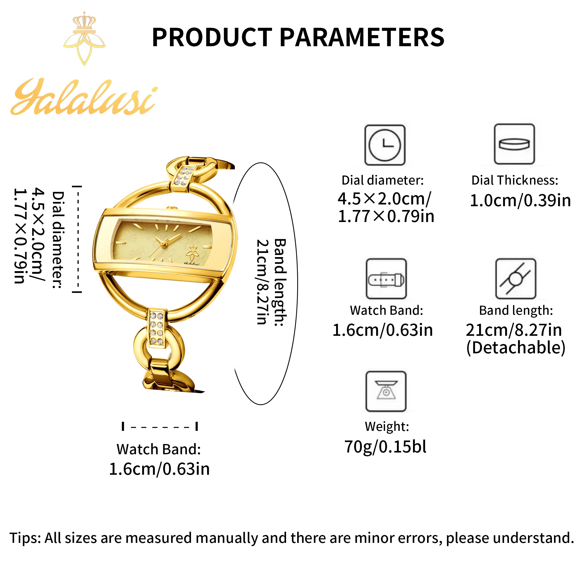 YaLaLuSi Women's Quartz Watch Gold Color Elegant Gorgeous Style With Box Watch Remover 2024 Hot New Ion Plating