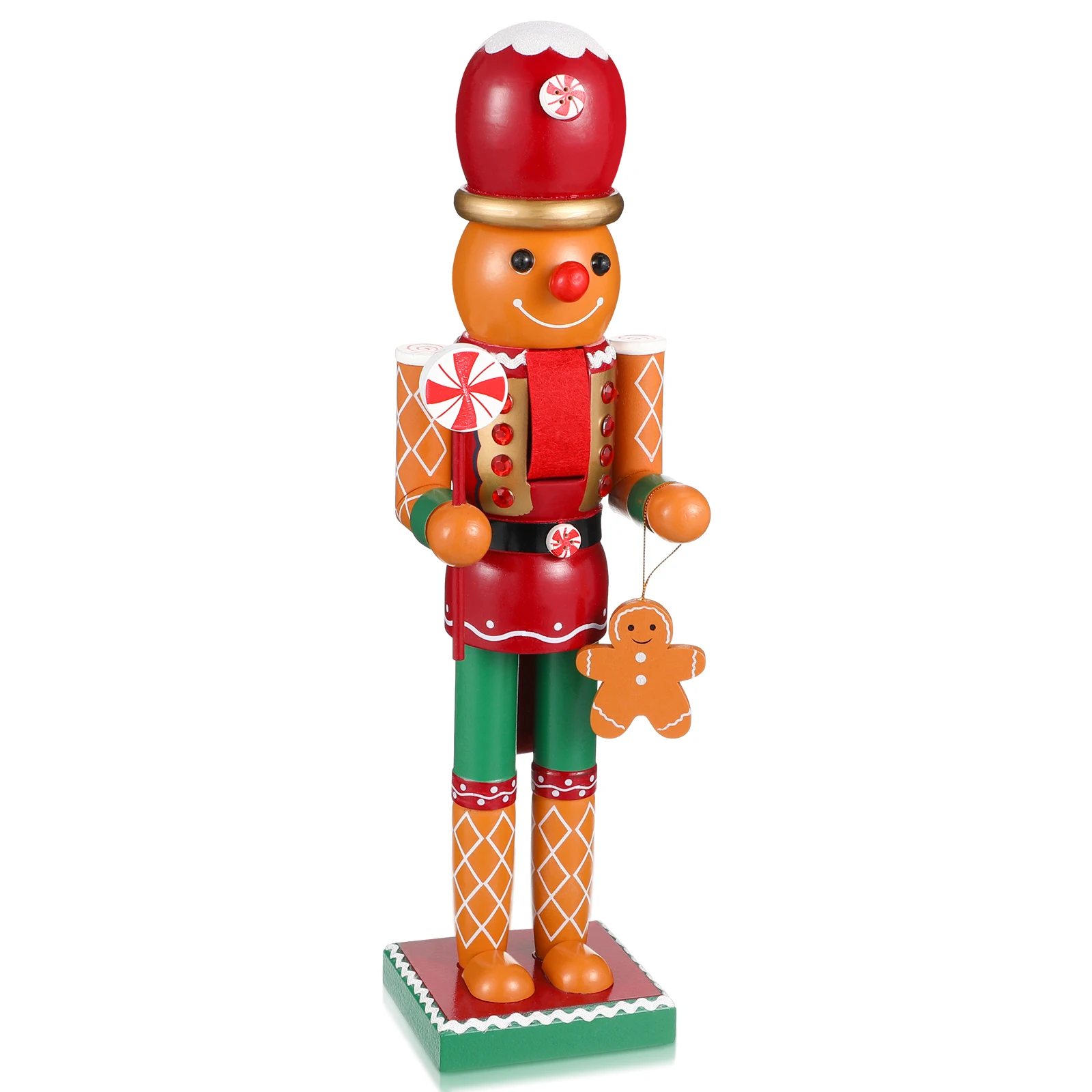 

1pc Wooden Christmas Nutcracker Decor Xmas Craft Festive Figure Colorful Holiday Puppet Tabletop Ornament For Party Home