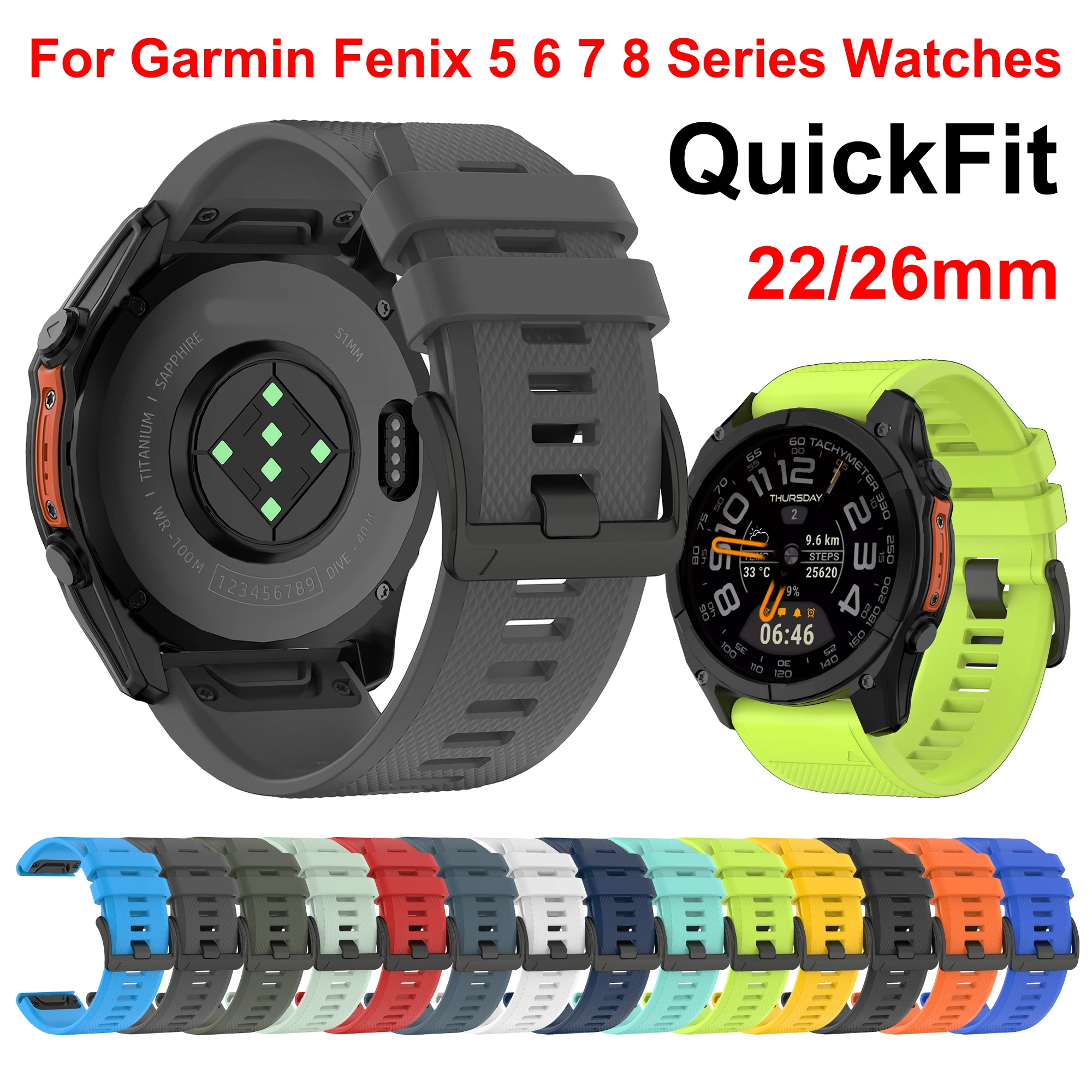 Für Garmin Fenix 5 5X Plus Uhrenarmband 22 26mm QuickFit Armband für Fenix 6X Pro 6 7 7X Fenix 8 Epix Gen2 965 955 Enduro 3 Armband