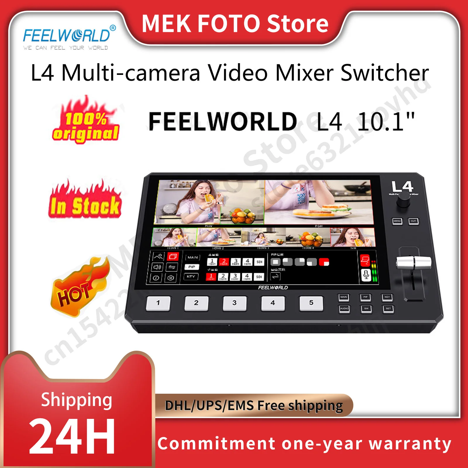 FEELWORLD L4 Multi-camera Video Mixer Switcher 10.1