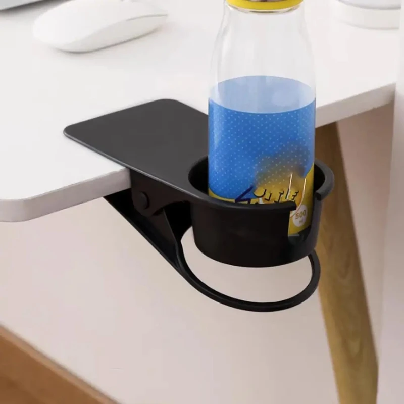 Top-Anti-Spill Cup Holder Clamp Table Side Water Cup Holder For Workplace Home Desk Computer Desk Side Cup Holder