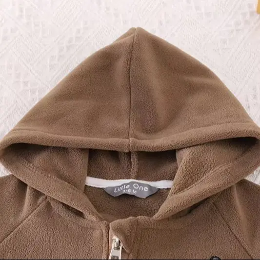 Baby-Jungen-Set mit besticktem Affen-Fleece-Hoodie, 2-teilig, Jacke mit Reißverschluss und Hose, warme Winterkleidung für Kleinkinder, Baumwollmischung, 3-24 Monate – Detail 3
