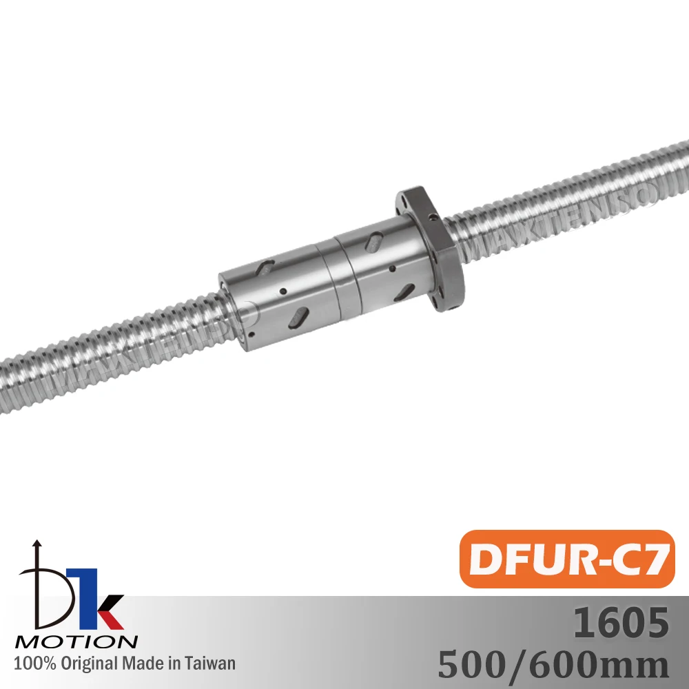 DTK Taiwan Double Nuts DFUR1605 Rolled C7 R16 Lead 5mm Ball Screw Thread Shaft High Precision FlangeSpindles Replace TBI OFU