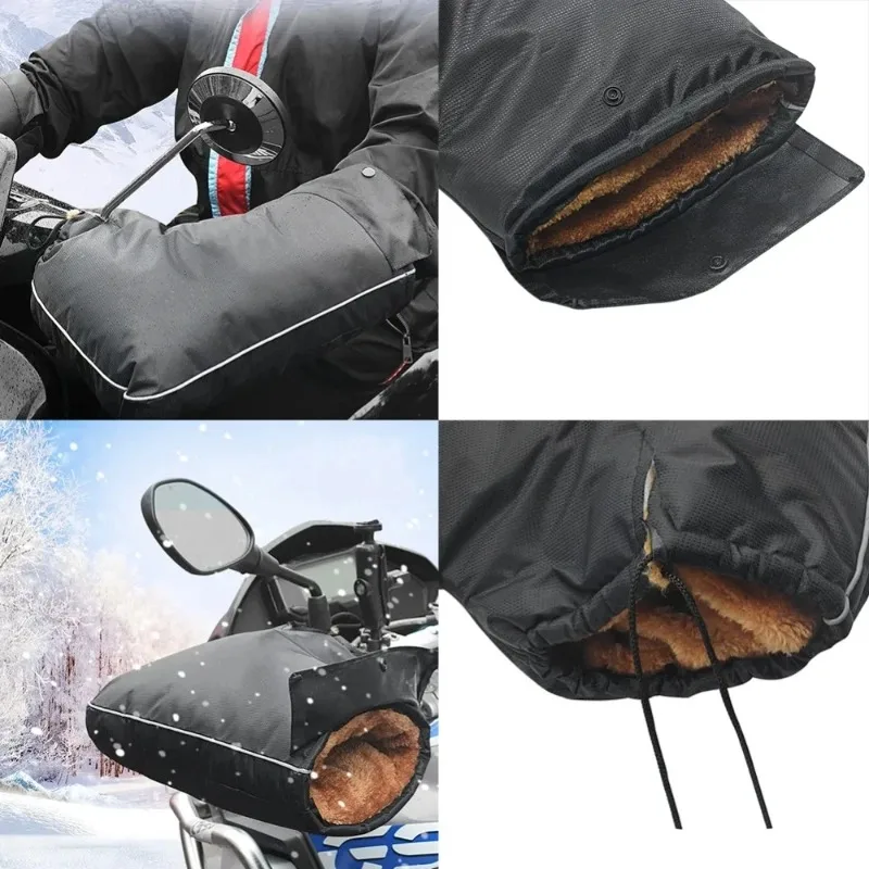 Winter Handlebar Muffs Thick Warm Rainproof Hand Covers Easy‑Install for Motorcycle Electric Scooter Riding Accessories