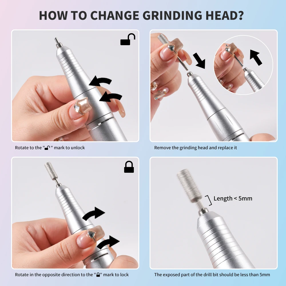 45000 RPM Professionele Nagelvijl Oplaadbare Elektrische Nagelboormachine Geluidsarme Nagelschuurmachine Bestand Voor Manicure Salon Tool