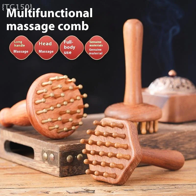 

[O] Sandalwood Gua Sha Massager Portable - Head Neck Leg Full Body Muscle Relief Lymphatic Meridian Scraping Massage Tool