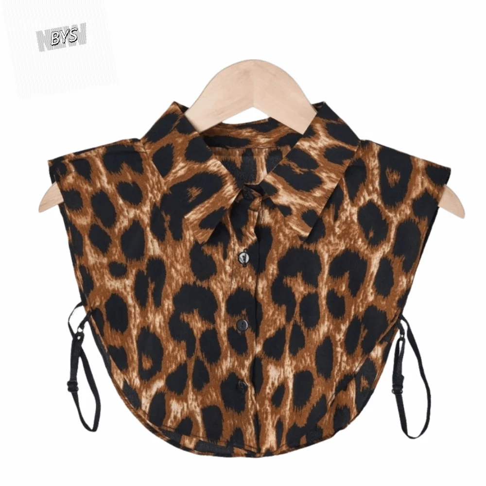 

Leopard Print False Collar Lightweight Decorative Detachable Collar Pleated Design Elegant Faux Shirt Collar Blouse Decoration