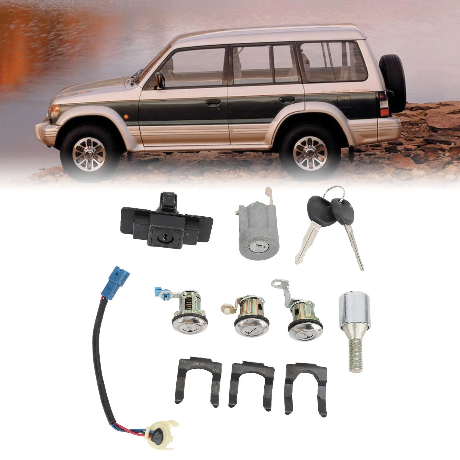 

Набор ключей для цилиндра замка автомобиля, набор ключей для цилиндра с полным замком, MR259111, замена для Pajero Montero 2 1990–2004 гг.