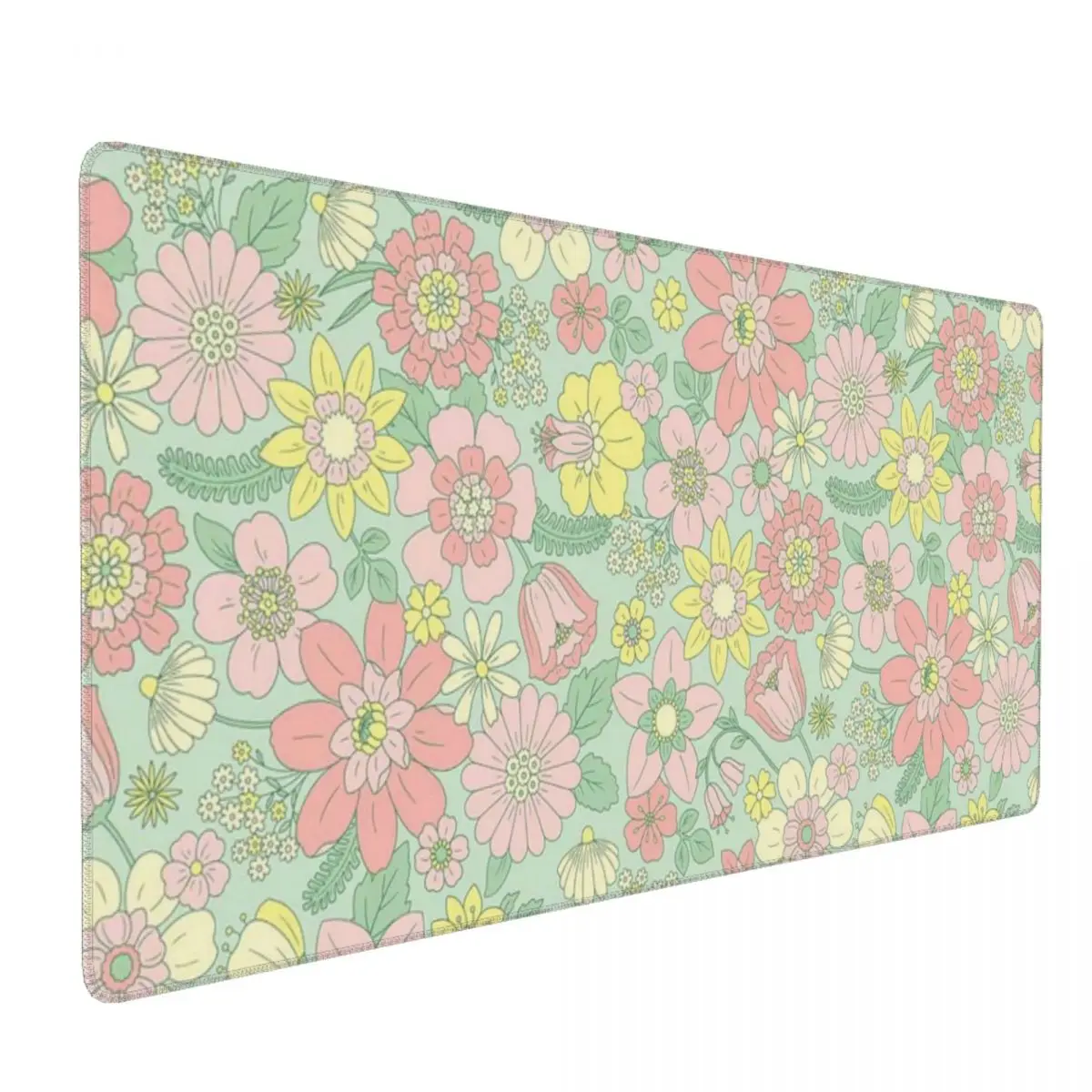 Large Mouse Pad Retro Spring Floral Pattern Gamer PC Laptop Mats Keyboard Carpet Computer Gaming Office Accessories Desk Mat