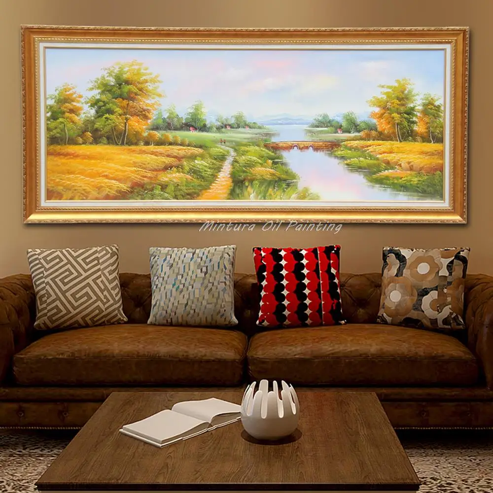 

Mintura Hand-Painted Shan Shui Landscape Oil Paintings On Canvas,Modern Wall Art,Pictures For Living Room Home Office Decoration