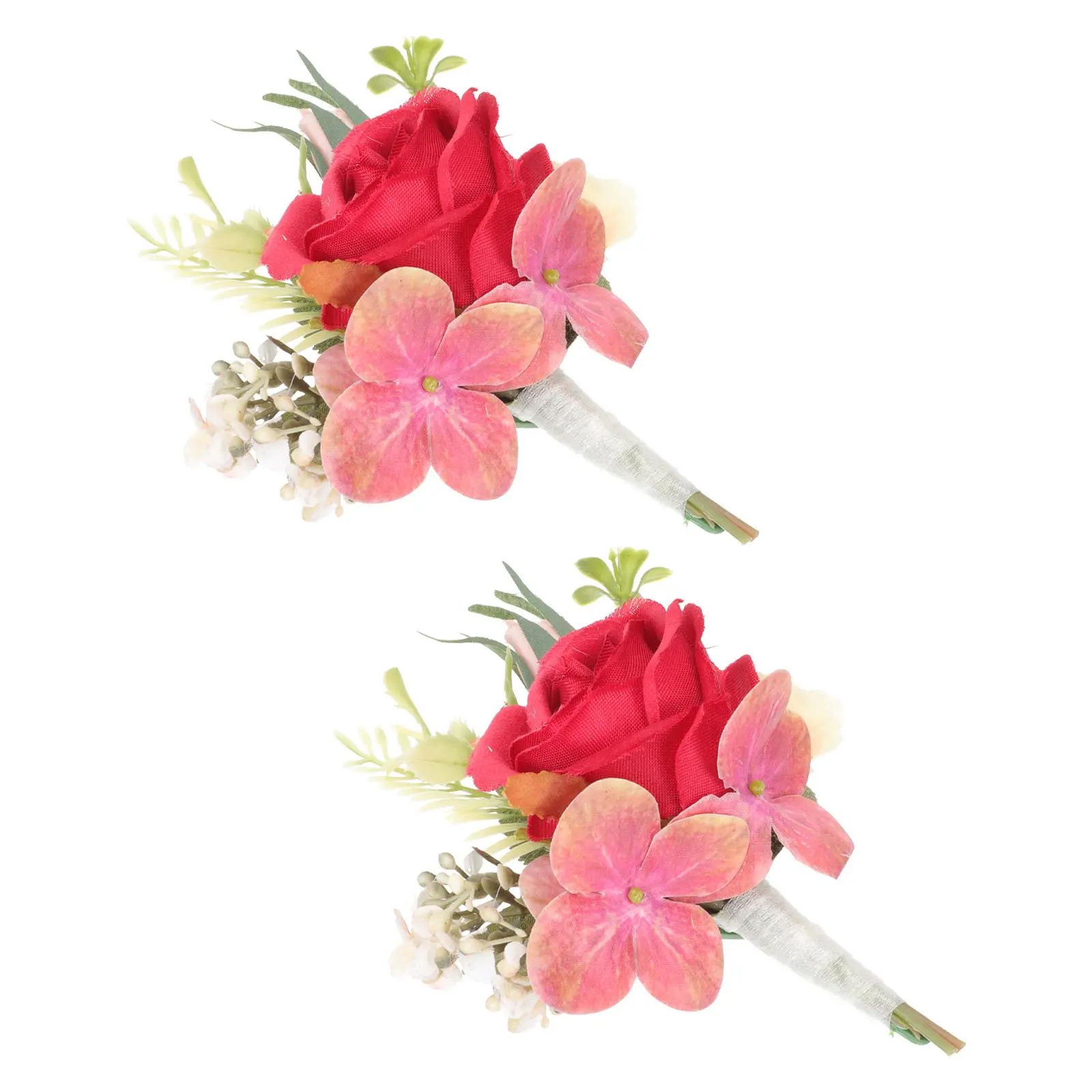 2Pcs Wedding Simulation Flower Corsages Groom Boutonniere Brooches Artificial Brooches for Groom Best Men Wedding Decorations