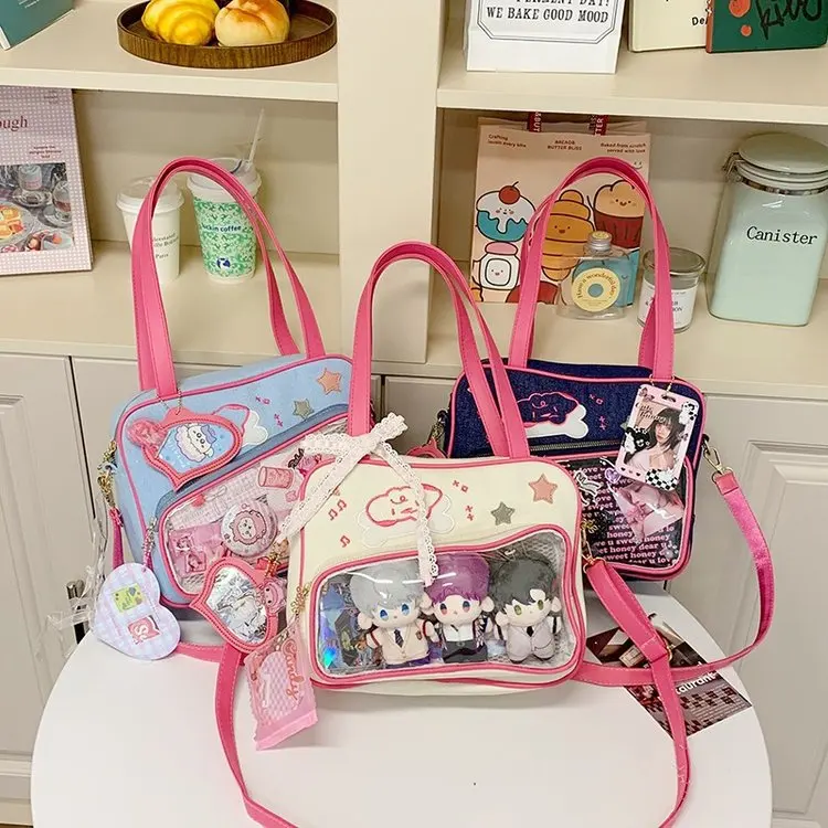 

Винтажные джинсовые женские сумки в стиле Y2K: повседневные, для путешествий, на плечо, в стиле Ita Bag, универсальные, шикарные, прозрачные кроссбоди