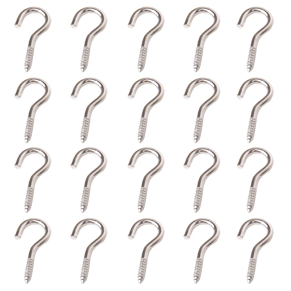 

100pcs Screw Hooks Silver Iron 22mm 6mm Eye 2mm Thread 5mm Opening Hanging Lights Curtains Home Metal Nickel Plated