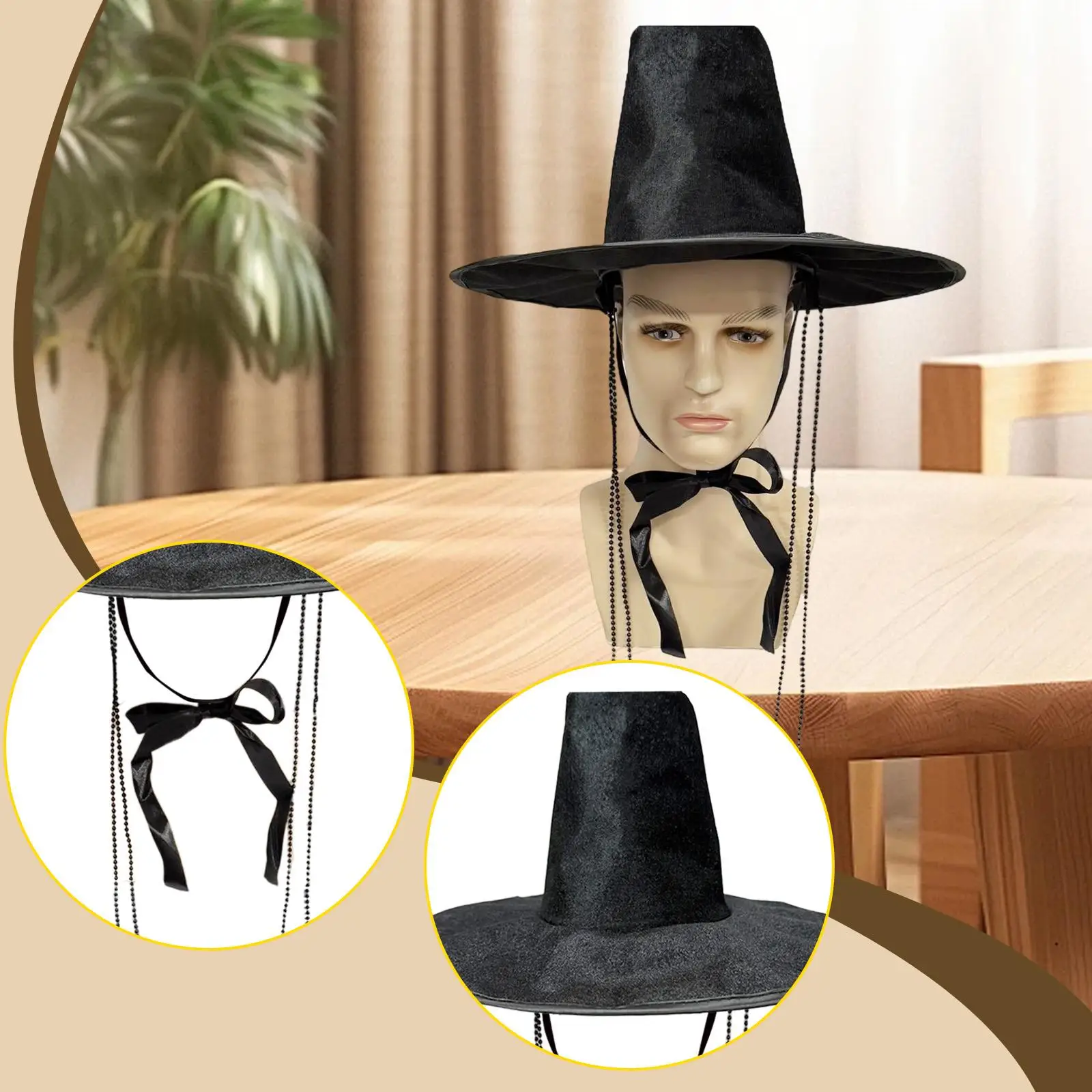 Cappello a cilindro stile coreano Copricapo cosplay tradizionale Prop Decorazione cerimoniale Berretto novità per uomo Cappello per performance sul palco Vestire