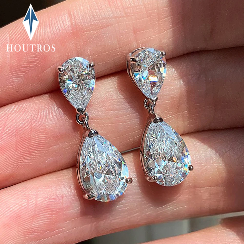 

5.6cttw Pear Cut Moissanite Drop Earrings for Women Double Teardrop Diamond Stud Earrings Anniversary Gift Party Wedding Jewelry