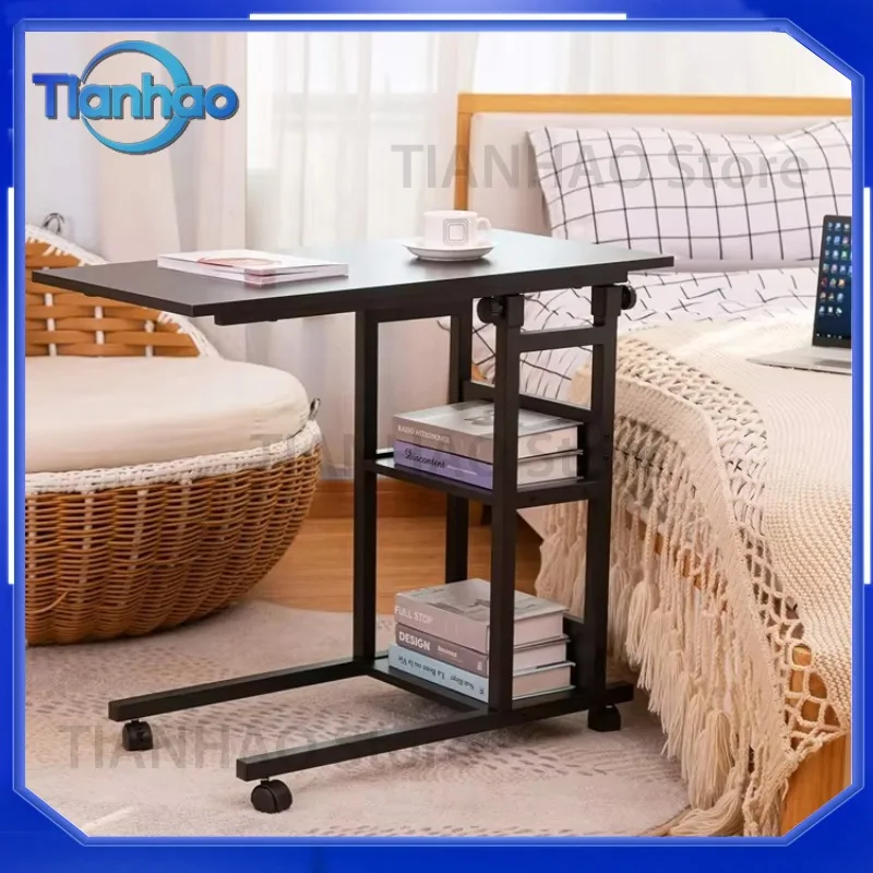 C Shaped Mobile Sofa Side Table with Wheels for Snack Table End Table