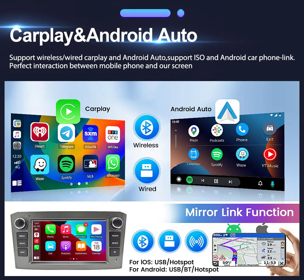 Android 15 Car Radio For Toyota Avensis T25 2004-2008 7" 1024*600 Carplay Auto Multimedia Stereo GPS Navi Intelligent 8Core IPS view 5