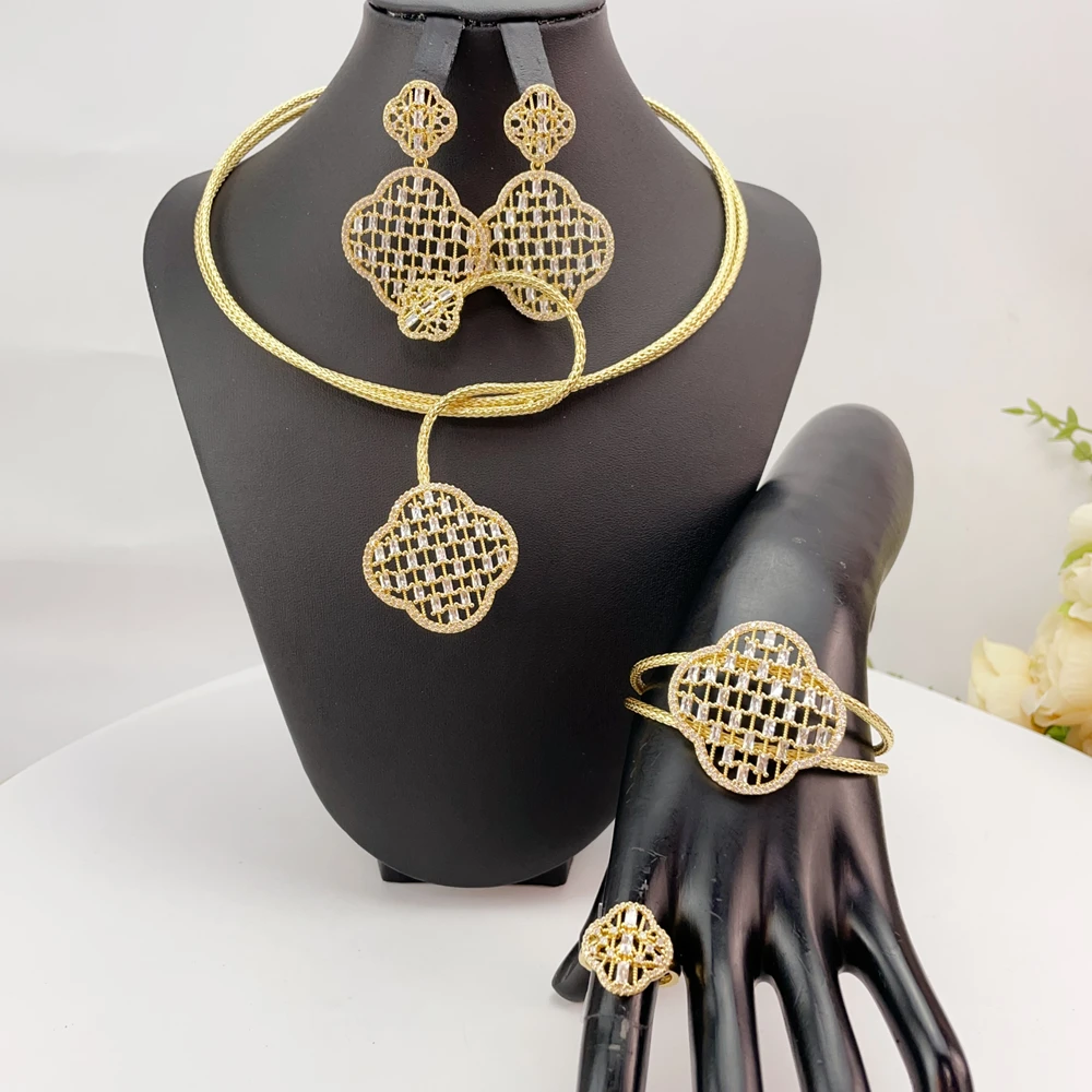 Latest Brazilian Exquisite Handmade Beautiful Necklace Wedding Party Accessories Fashion Women Jewelry Set FHK28186