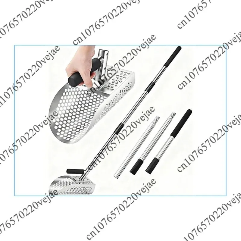 

Removable Long Handle Sand Shovel Stainless Steel Detection Sand Shovel Sand Screen Garden Rake Length 1.14M