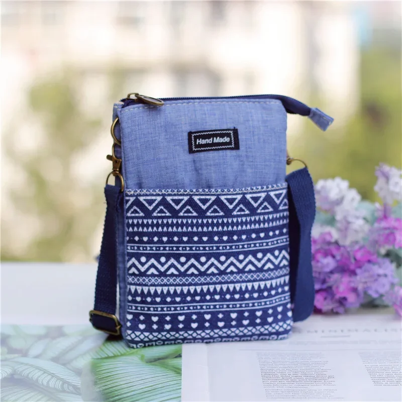 Large Screen Fabric Mobile Phone Bag Men\'s Casual Fashion Crossbody Shoulder Mini Messenger Bag for Students Girls Women