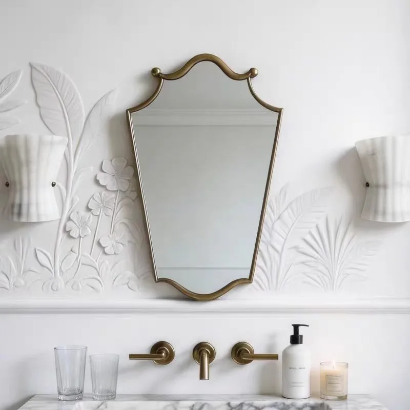 Nordic Luxury Mirror Modern Decoration Vanity Aesthetic Makeup Mirror Korean Style Bathroom Spiegel Wand Living Room Decorations
