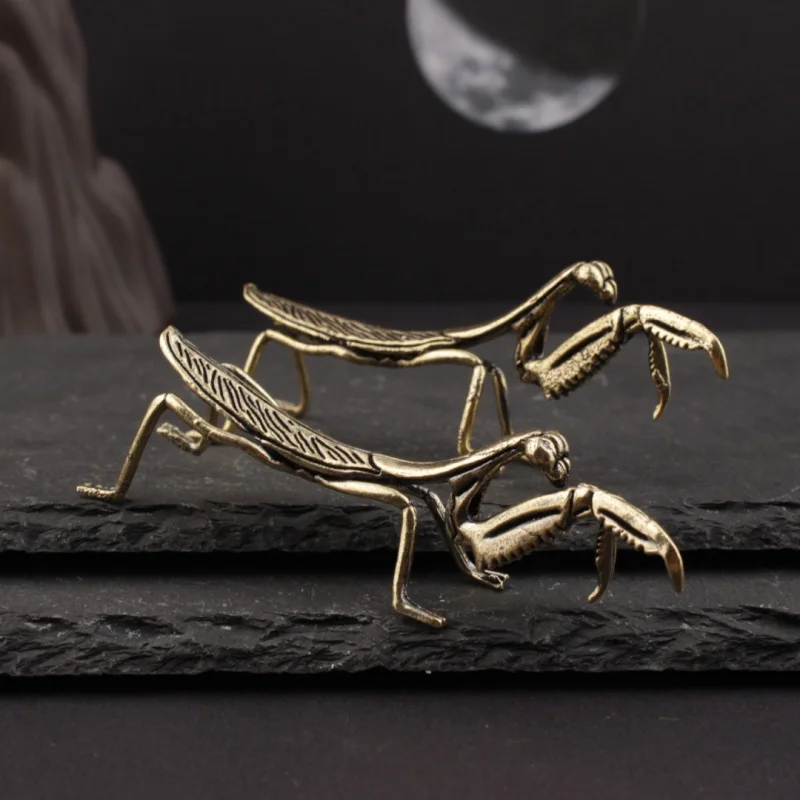 Antique Copper Ornament Brass Mantis Dragonfly Bee Cricket Figurines Miniature Insect Collection Statues Feng Shui Gifts