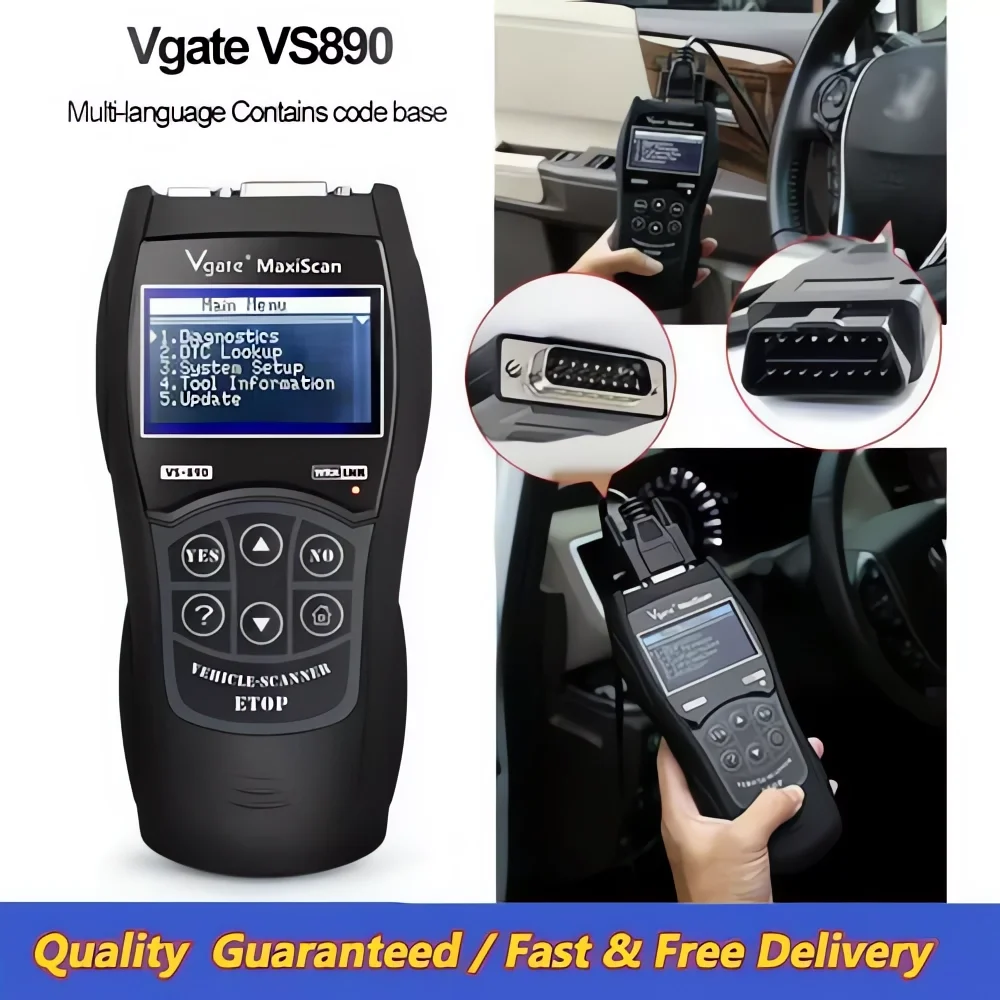 2024 VGATE VS890 OBD2 Fault Code Reader Universal OBDII Scanner Multi-language Car Engine Diagnostic Tool Vgate MaxiScan VS 890