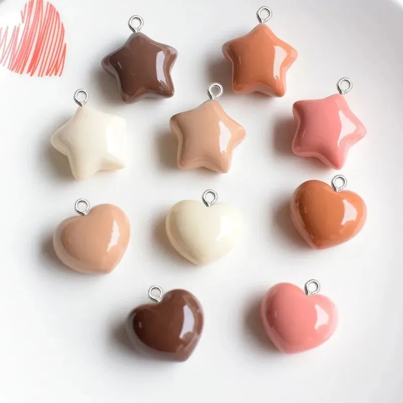 10Pcs Fashion Star Love Heart Resin Charms For Jewelry Making Women Earrings Necklace Floating Decorate DIY Pendants Accessories