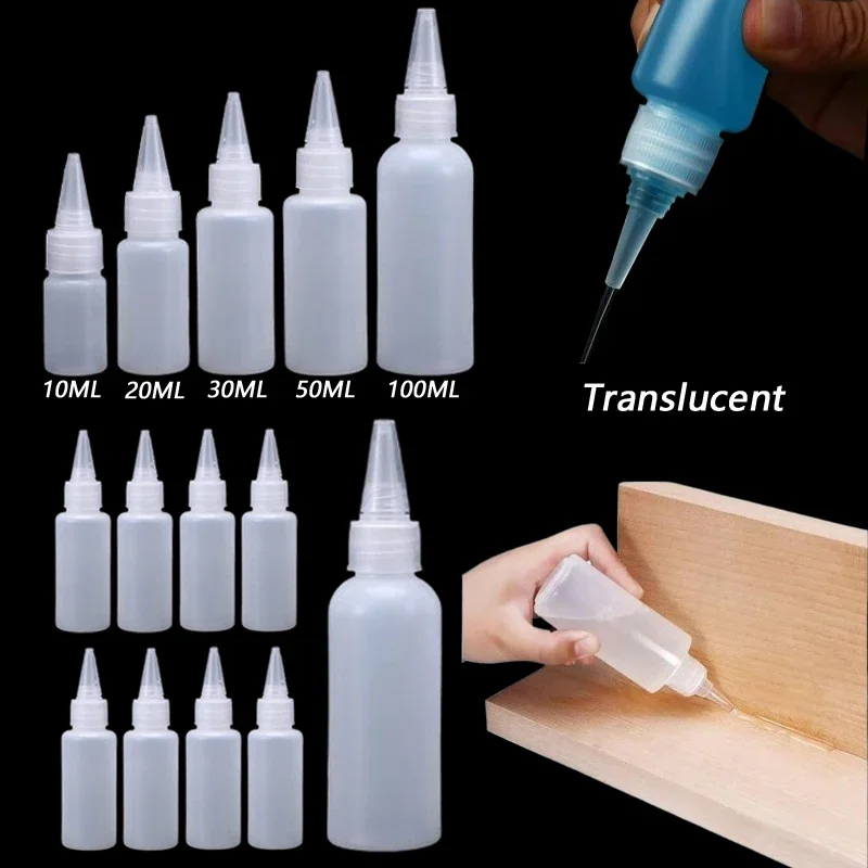 50Pcs 10ml-100ml Empty Squeezable Plastic Dropper Bottles Tattoo Ink Bottle W/ Long Tip Lid Portable Container For Pigment Oil