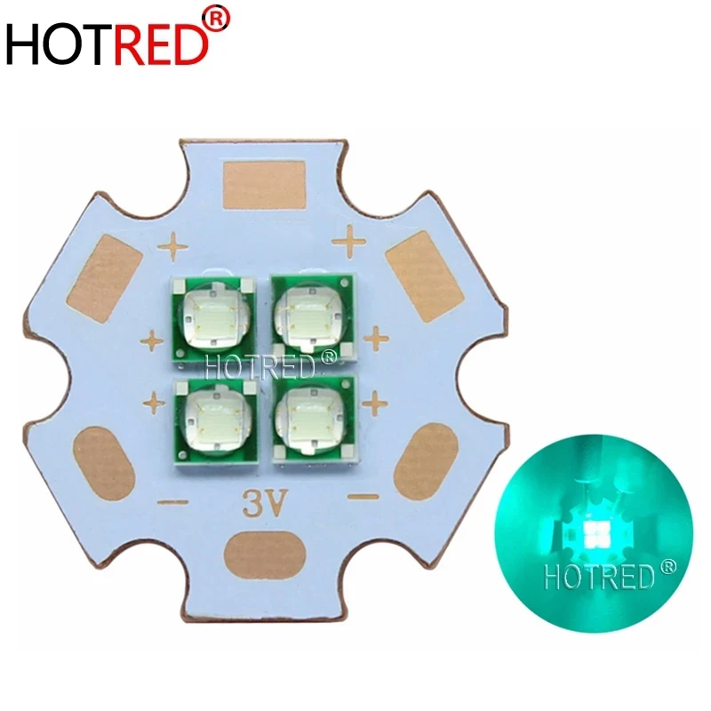 10W-12W 3V6V12V Epileds 3535 Cyan Color 495-500nm 4Chips 4LEDs Multi-Chip High Power LED Emitter Diode with 20mm Copper PCB