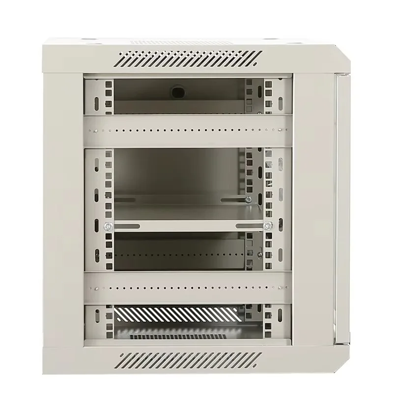 White 9U 19-Inch Steel Server Rack Cabinet Wall Mounted Network Box Data Center Removable Side Panel 600mm