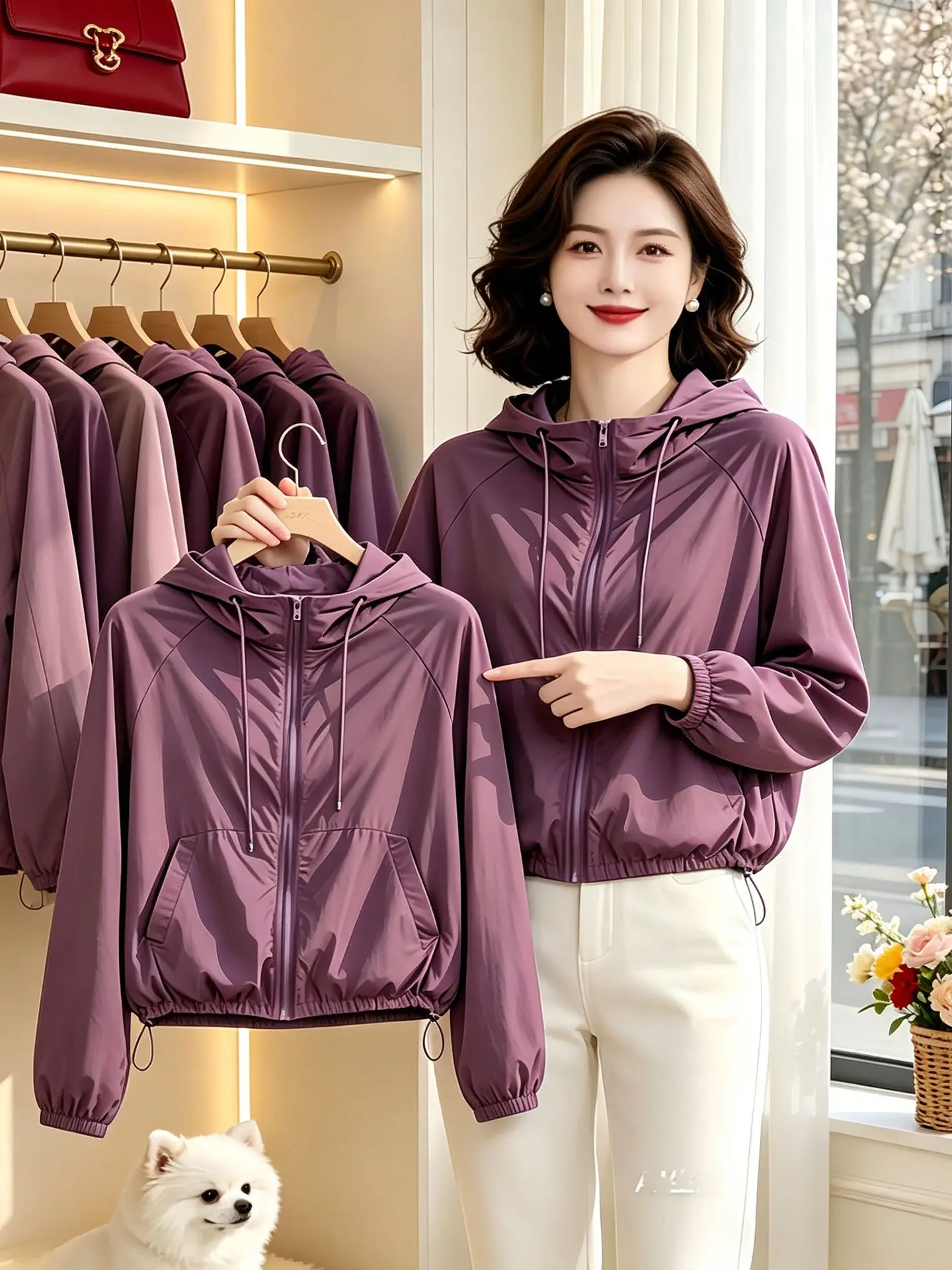 

Casual Lightweight Breathable Loose Women's Short Jacket Summer New Style Commute Style Zipper Closure Long Sleeve Color