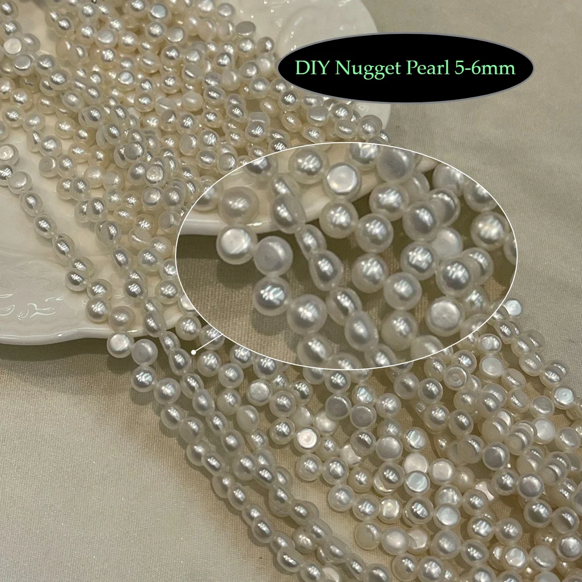 Natural Freshwater White Nugget Pearls 5-6mm Loose Beads DIY Jewelry Making Supplies for Handmade Bracelets Necklaces