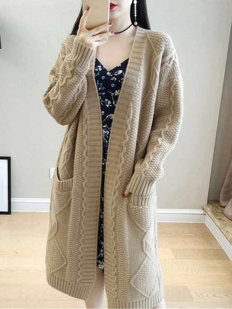 Korean Style Women Cardigan Sweaters 2024 New Autumn Students Casual Loose Long Knitted Coat Female Knitwear Outwear Pull Femme