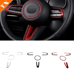 Car Steering Wheel Cover Carbon Red Silver Switch Sticker Frame Trim For Mazda 3 MX-30 CX-50 CX-60 CX-30 Accessories 2022-2023