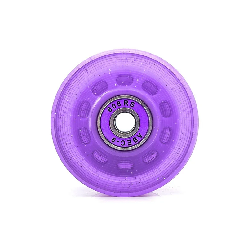 8-Piece 32 X 58Mm 82A Roller Skates with Bearings, for Indoor or Outdoor Use, with Wrench for Wheel Removal Purple